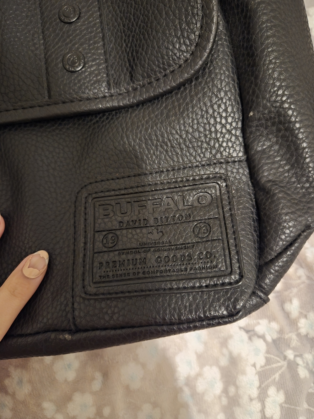 BUFFALO David Bitton Black Pebbled Leather Crossbody Bag